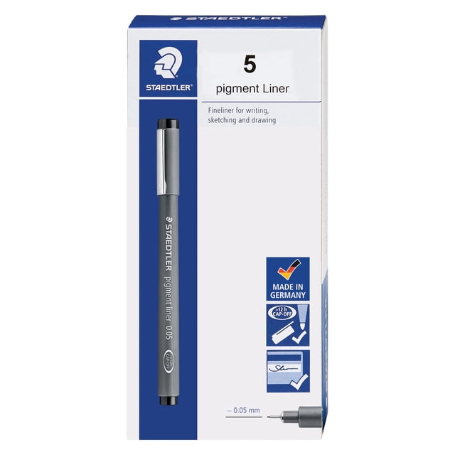 Rotulador STAEDTLER Pigment Liner, 0,05 mm, negro, paquete de 5