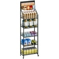 thumbnail image 6 of Lorelo Retail Candy Snack Display Rack, 5-Tier Carbon Steel Storage Shelf with Casters & Hooks, Home Theater Concession Stand Snack Shelf Organizer, Fruit Vegetable Basket Organizer, 6 of 8