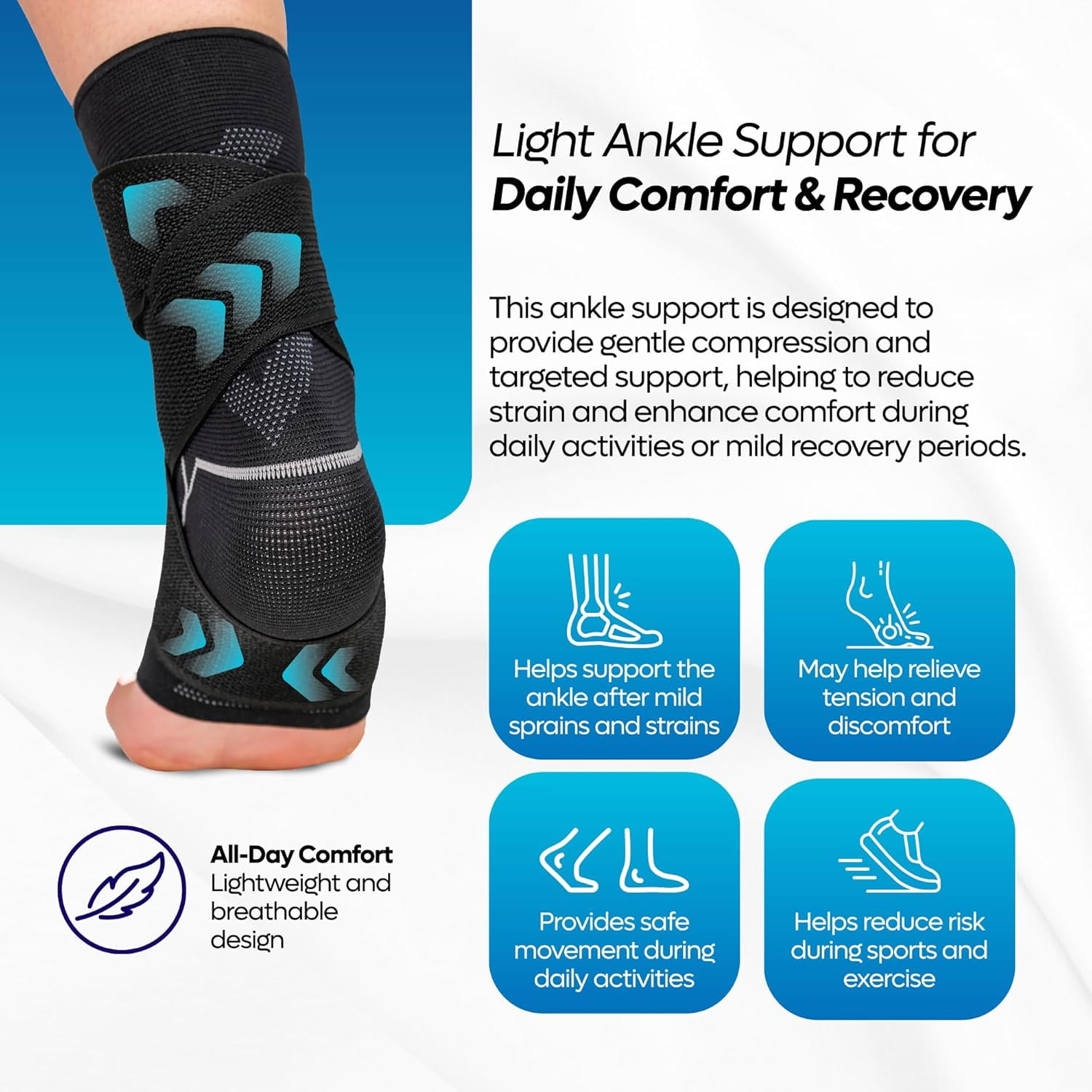Caspe 2 Pack Breathable Ankle Brace with Adjustable X-Strap – 3D Knit Compression Support for Men & Women, Workout, Sports & Daily Use