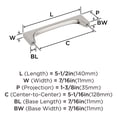 thumbnail image 6 of Amerock Merced 5-1/16 inch (128mm) Center-to-Center Satin Nickel Cabinet Pull, 6 of 7