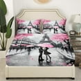 thumbnail image 3 of Erosebridal 3D Eiffel Tower King Sheet Sets, Romantic Couple Bedding King Size, Paris Street Decor 4pcs, 3 of 7