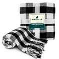 thumbnail image 2 of PAVILIA Plaid Chenille Blanket for Twin Size Bed, Soft Black and White Buffalo Plaid Checkered with Tassel Fringe, Woven Knitted Decorative Blanket for Sofa Couch Living Room Decor, Twin 60x80, 2 of 7