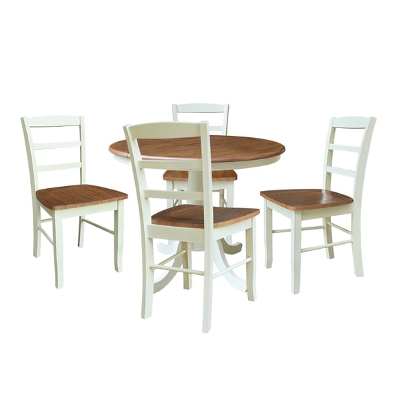 36" Round Extension Dining Table with 4 LadderBack Dining Chairs   Multi Color