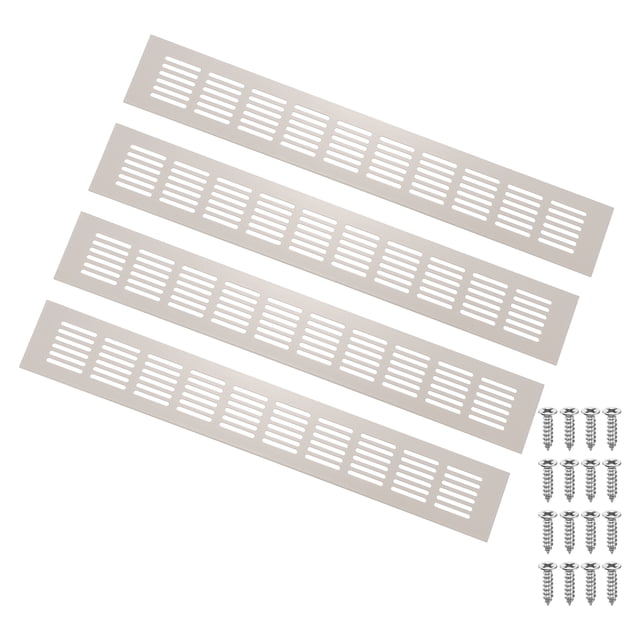 4Pcs Cubierta de Ventilación para Puerta, Rejilla de Ventilación Decorativa de 15.7" x 2.4" con Tornillos para Armario de Vestidor (Gris)