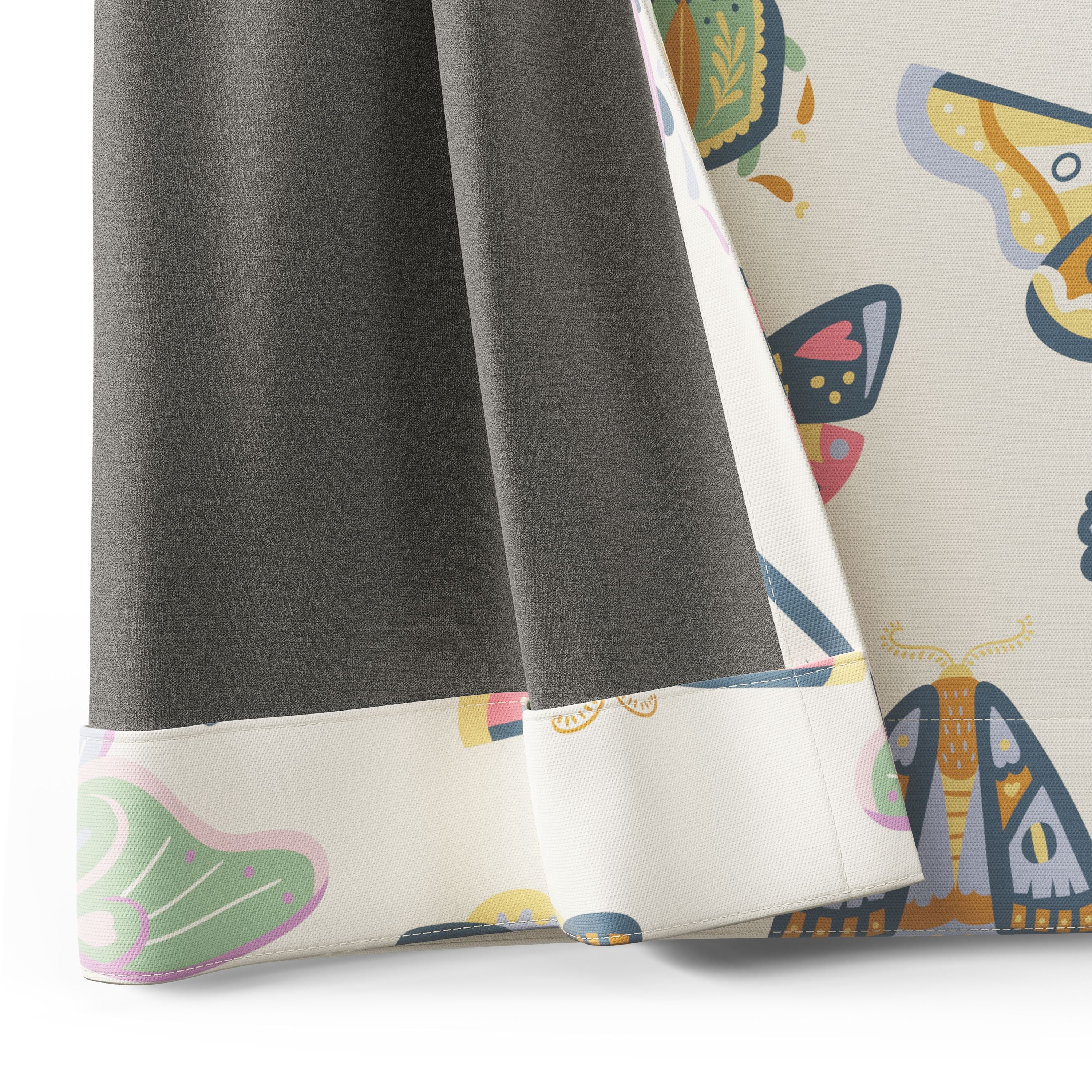 Mainstays Kids Multicolor Butterfly Printed Blackout Rod Pocket with Back Tabs Single Curtain Panel, Set of 1, 38" W x 95" L