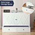 thumbnail image 3 of MUZZ Queen Size Murphy Bed, Guest Room Cabinet Bed with USB & Charging Station and Large Drawer for Apartment, White, 3 of 9