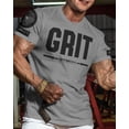 thumbnail image 2 of Gymish Grit Workout T-Shirt for Men, Funny Gym Shirt, Lifting Tee, Deadlift Shirt, Heather Grey with Sleeve Logo, Small, 2 of 6