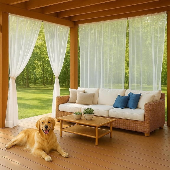 Bcylexb Sheer Curtains for Outdoor, 78"x90" Large Breathable Rod Pocket Light Filtering Curtain Panels for Patio Gazebo Pergola Porch Deck