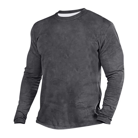 Rloper-Lop Moisture Wicking Athletic Shirts Mens Long Sleeve Crewneck Tee Tops Workout Running Gym Performance Tees Casual Solid Color Tops
