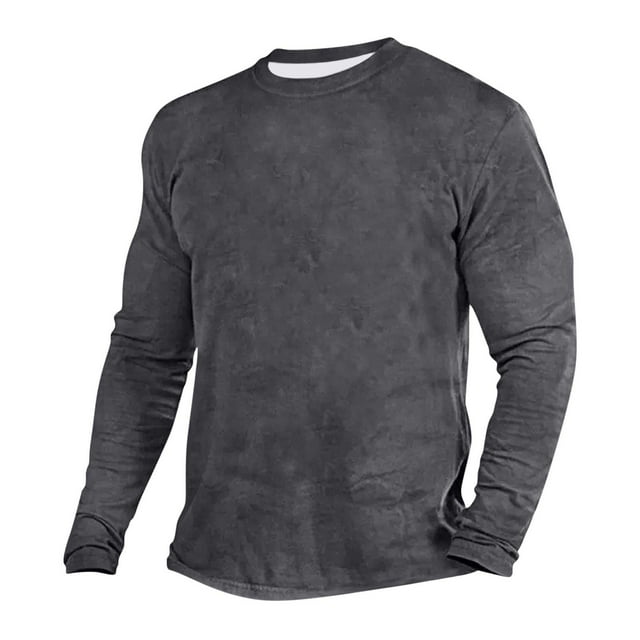 Chemise à Manches Longues pour Hommes, Coupe Ajustée Col Rond Haut Décontracté, Chemise Basique Unie pour Usage Quotidien