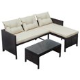 thumbnail image 4 of 3-Piece Outdoor Patio Furniture Set with Modern Rattan Wicker, Deck Furniture Sets, Perfect for Garden, Deck, and Backyard - Glass Tabletop - Brown, 4 of 9