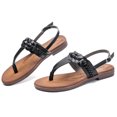 thumbnail image 2 of Ataiwee Women's Flat Slide Sandals - Classic T-strap Ankle Strap Comfort Thong Flat Summer Sandals., 2 of 8