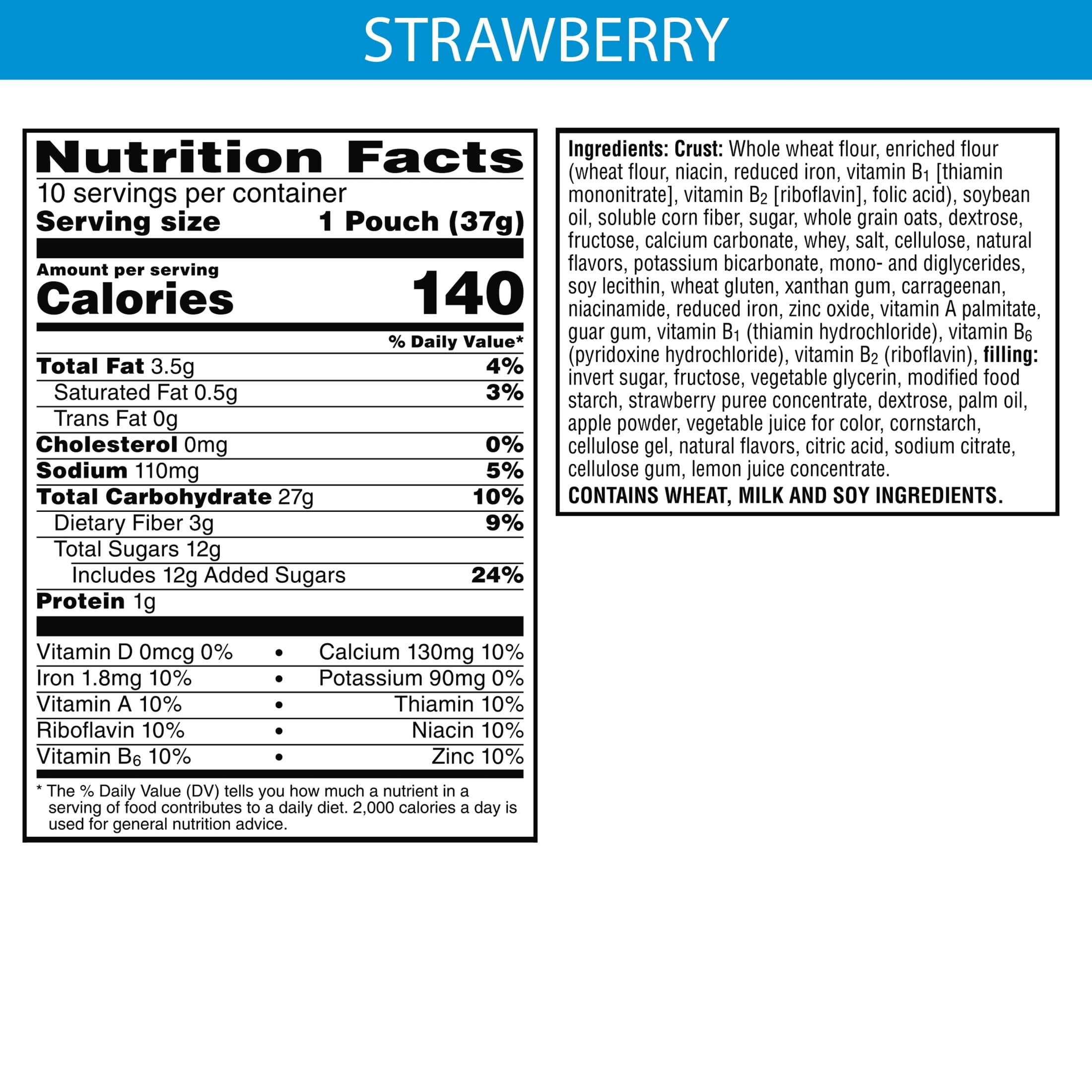 Nutri-Grain Bites Soft Baked Mini Bars, Kids Snacks, Whole Grain, Strawberry, 13oz Box (10 Pouches)