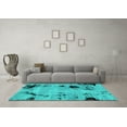 thumbnail image 3 of Ahgly Company Machine Washable Indoor Round Abstract Turquoise Blue Modern Area Rugs, 5' Round, 3 of 4