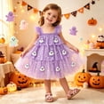 thumbnail image 2 of Likimi Toddler Girls Hallowmas Dress With Lace Flutter Sleeve Square Neck Halloween Ghost For Party Comfortable Dresses Size 3-4 Years, 2 of 9