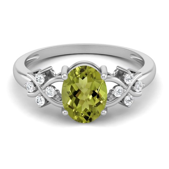 925 Sterling Silver 8X6 MM Oval Shape Peridot Women Mother's Day Gift Ring