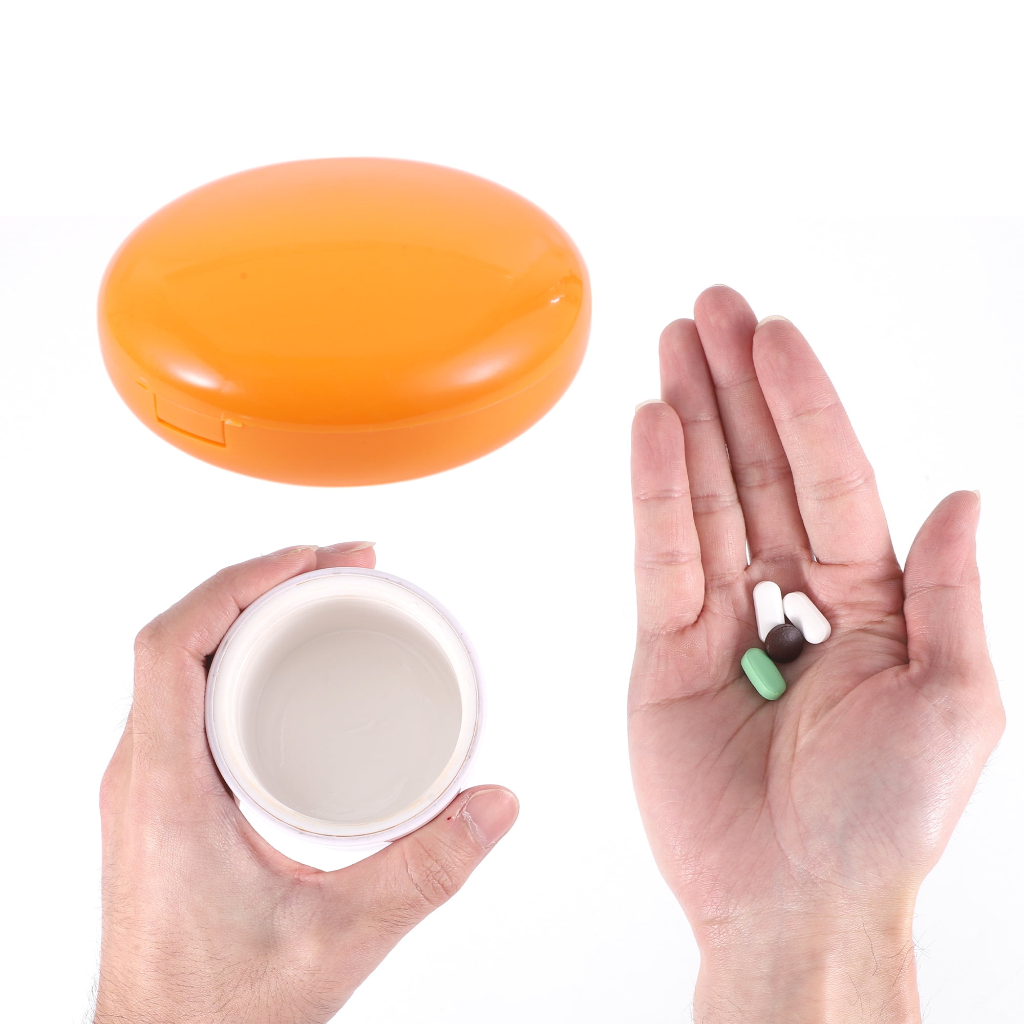 Unique Bargains Lightweight 7 Grids Circular Single Layer Pill Case Orange