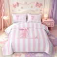 thumbnail image 2 of Manfei Pink Ribbon Bow Tie Quilt King,Alphabet L Pattern King Coverlet Set,3pcs,1 Bedspread and 2 Pillowcases, 2 of 7