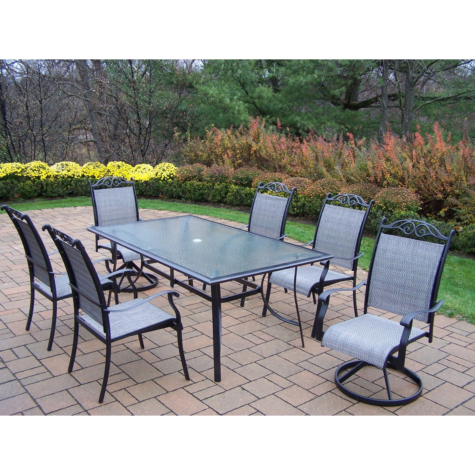Oakland Living Cascade 7 Piece Sling Patio Dining Set Com