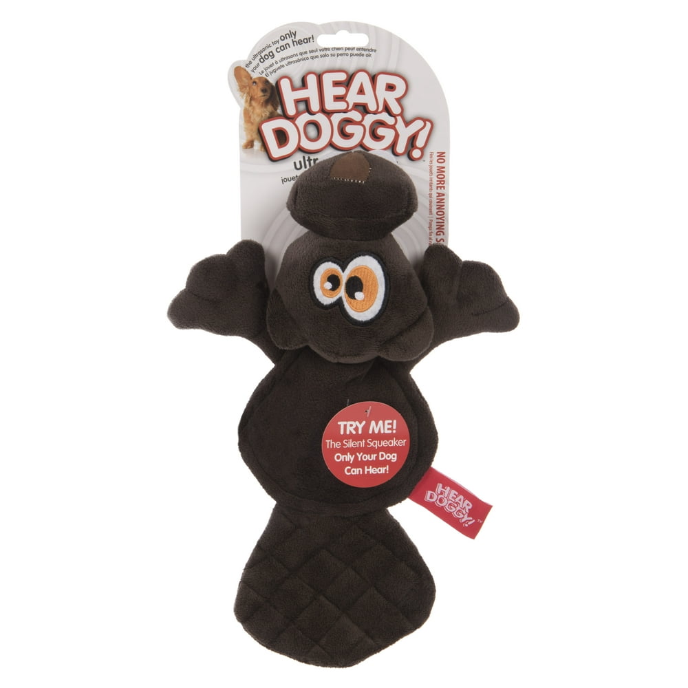 HEAR DOGGY!® Flattie Beaver with Silent Squeak Technology? Plush Dog