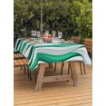 thumbnail image 3 of Outdoor Tablecloths with Umbrella Hole & Zipper, Green White Moire 60 x102 Inch Rectangle Tablecloths, Modern Abstract Art Waterproof Table Cloth, Patio/Pool/Picnic Table Covers, 3 of 8