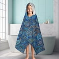 thumbnail image 6 of Blue Paisley Pattern Hooded Bath Towel，60"x35" for Ages 3 To 12 Kids, Quick Dry Lightweight Soft Microfiber Hood Beach Towel Cover Up for Kids, 6 of 7