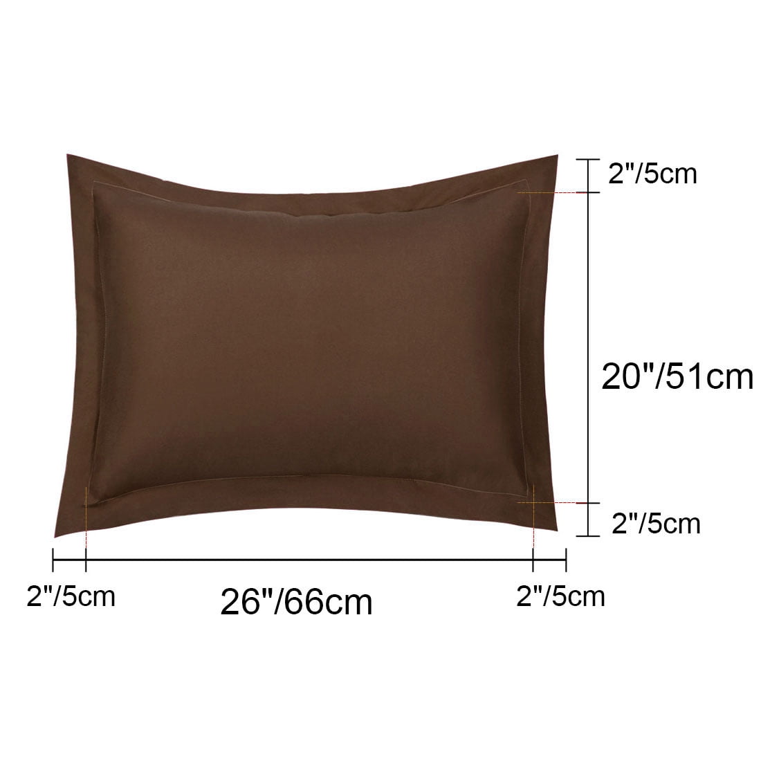 Unique Bargains Pillowcases Soft Microfiber Pillow Shams Set of 2 Standard Brown