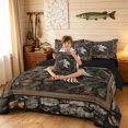 thumbnail image 3 of Manfei Minimalism Duck Camo Full Size Bedding Sets, Mid Century Camouflage Full Size Bed in a Bag, Terra Brown, Black Reversible, 7pcs, 3 of 6