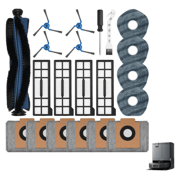 21 Pack Replacement Filters Kits for eufy X10 Pro Omni Robot Vacuum Cleaner, 1 MainBrush, 4 Filter, 6 Dust Bag, 4 Mop Pads, 4 SideBrush, 1 Cleaning Brush, 1 Screwdriver