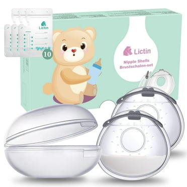 Lictin Breastmilk Collector, Breast Shell for Breastfeeding, 2 Pcs Silicone Breast Pad Nursing Cup Milk Saver for Nursing Moms, Protect Sore Nipples Soft and Reusable with Box