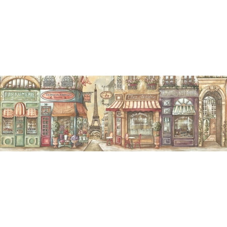 Streets of Paris, Lovely Boutique Shops and Eiffel Tower; One 36X12 Poster (Best Boutique Shopping In Paris)