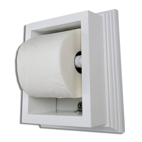 Typhon On the Wall Solid Wood Toilet Paper Holder 7 x 8.5, White Enamel