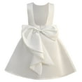 thumbnail image 3 of Pearl White Backless Party Dress – Bow Accent Gown for Girls, New Arrival Princess Style, Celebration Pair to Girls Black Skirt Formality, 3 of 8