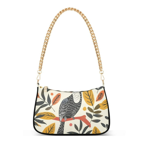 Bird and LeavesWomen Small Shoulder Bag Crossbody Tote Hobo Bags Purse Clutch Handbags with Chain Strap for Women