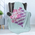 thumbnail image 4 of Hula Girl Soft Flannel Fleece Throw Blanket, Luau Party 1965 Hawaii Original with Heart Brushstroke Hibiscus, Cozy Plush for Indoor and Outdoor Use, 50" x 70", Violet Pink, by Ambesonne, 4 of 5