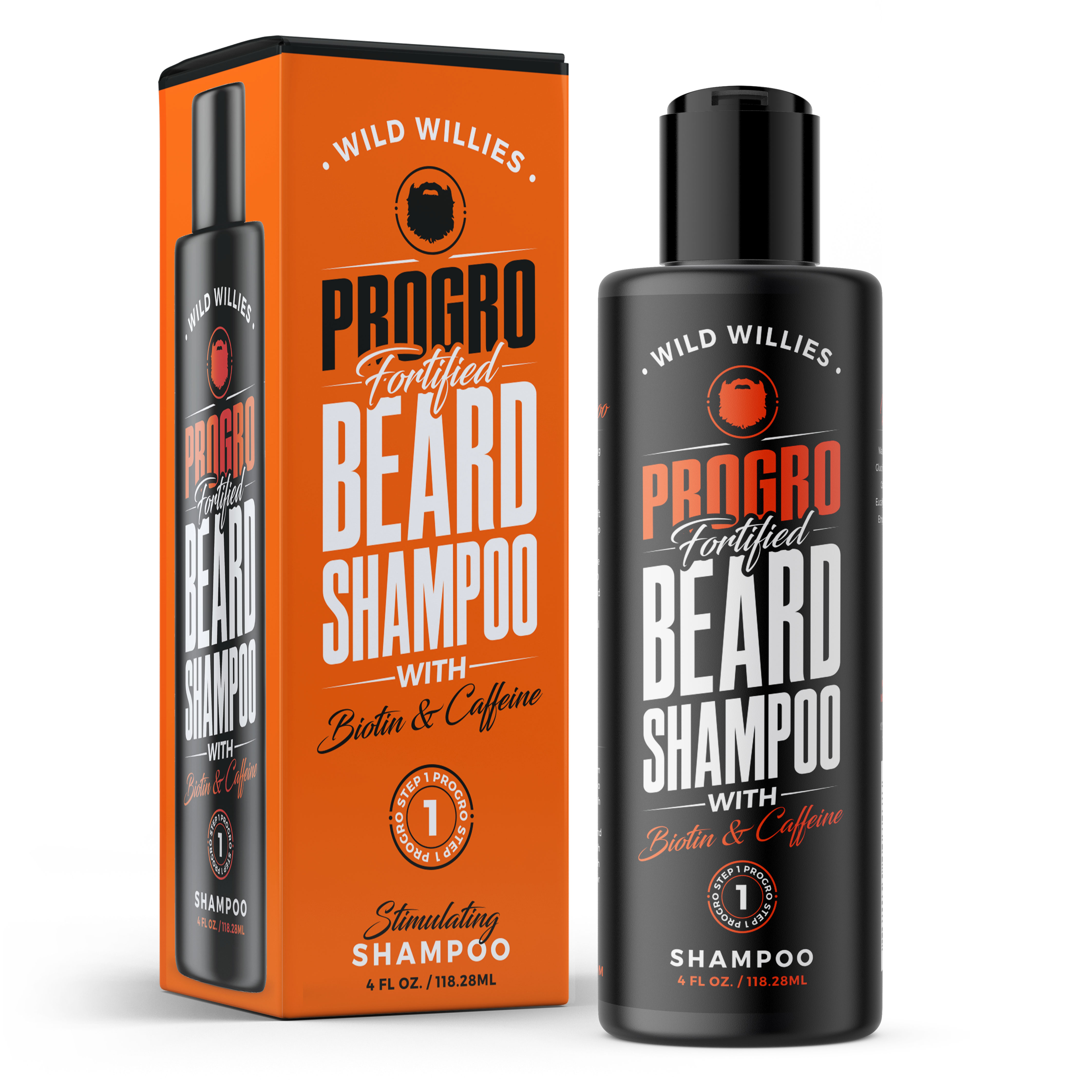 Wild Willies ProGro Fortified Beard Shampoo, Stimulating Beard Wash