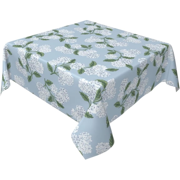 Hydrangea Floral Tablecloth 54 Inch Square Polyester for Indoor Outdoor Kitchen