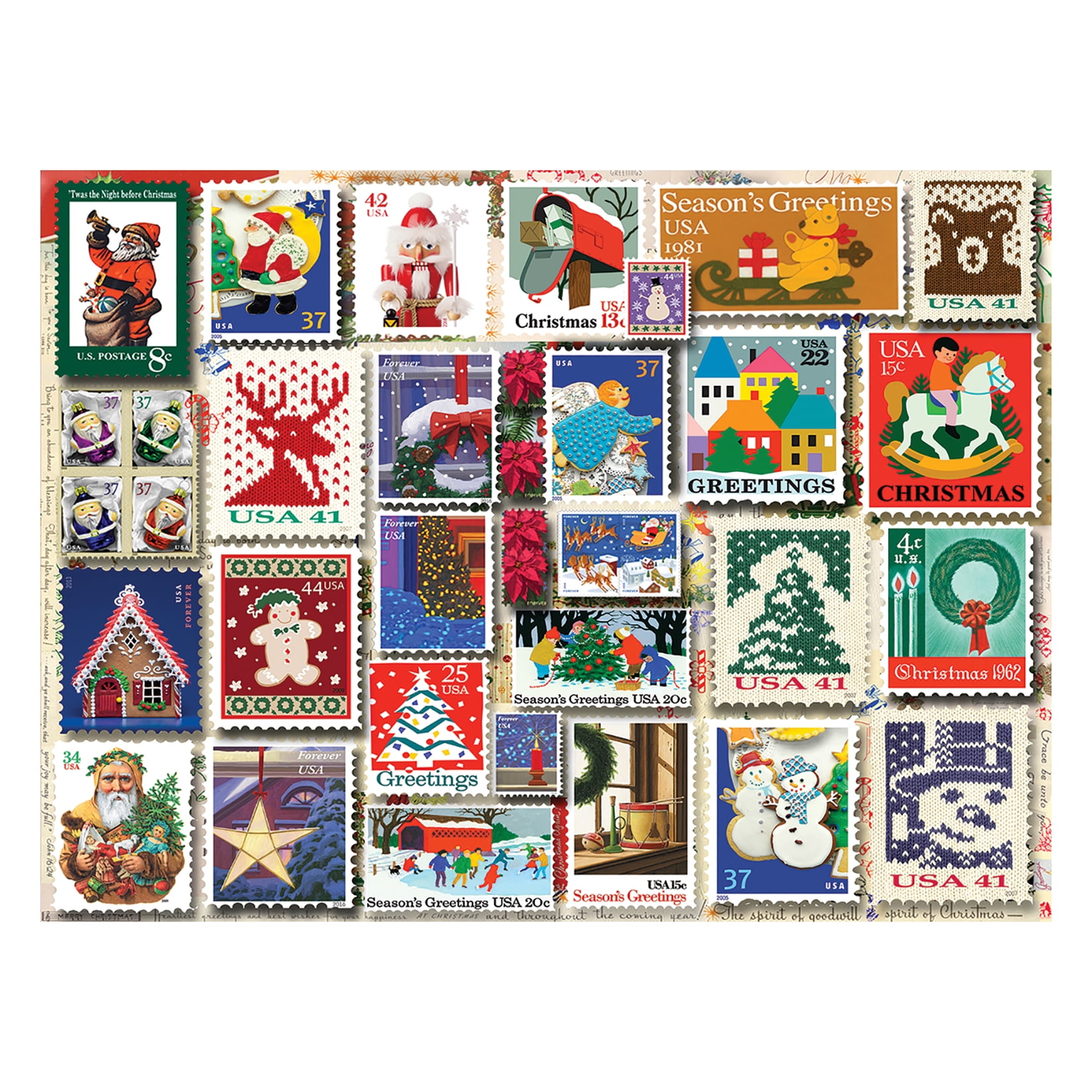 1997 USPS STAMPS Holiday Traditions Hallmark Ensemble 500 Pcs Jigsaw Puzzle for sale online 