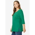 thumbnail image 5 of Roaman's Women's Plus Size Three Quarter Sleeve Embellished Tunic, 5 of 6