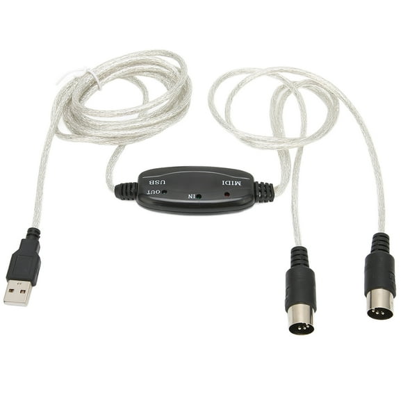 2 In 1 MIDI Cable Converter, Fast MIDI Cord Adapter Indicators 2m Length Convenient For Music Studio For For Laptop