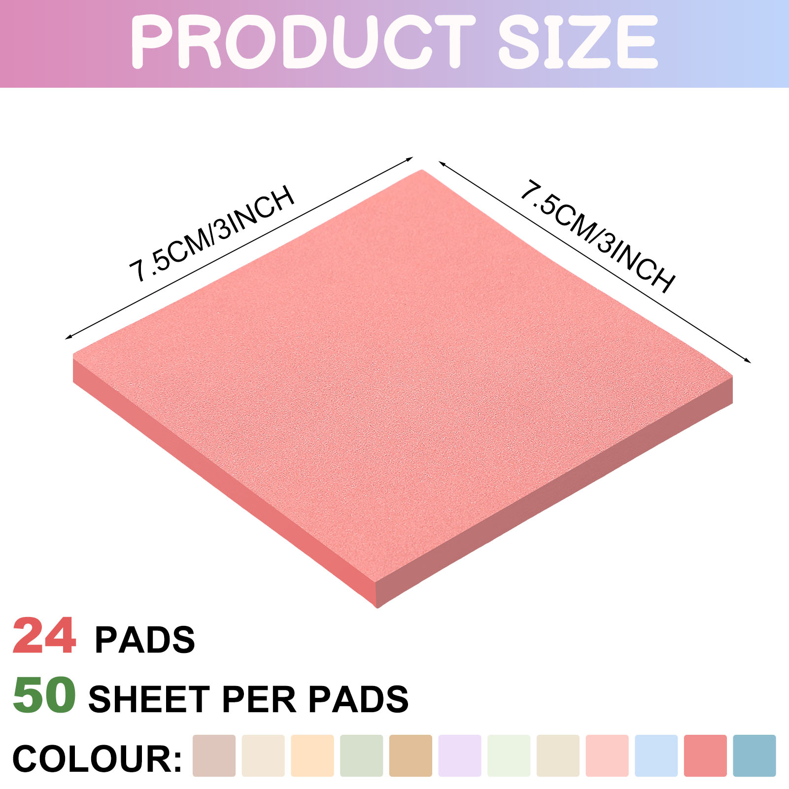 Sixwipe Sticky Notes Bulk, 3" x 3", 24 Pads, 1,200 Sheets photo 7