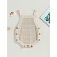 thumbnail image 2 of Arvbitana Infant Baby Girls Knit Sleeveless Romper Solid Color Ribbed Jumpsuit Button Bodysuit Newborn Summer Casual Clothes 0-24M, 2 of 7