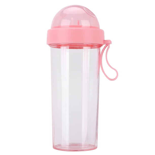 Botella de Agua Portátil NikouMX 600 ml con 2 Pajitas Verde Rosa