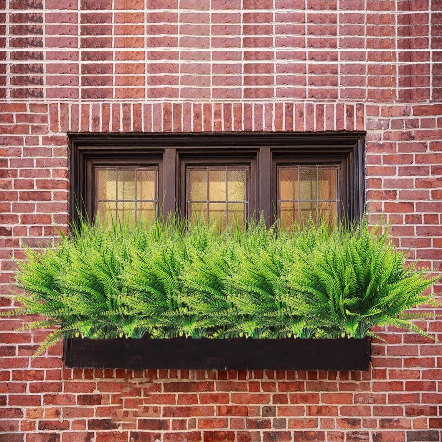 12 Bundles Artificial Ferns for Outdoors UV Resistant Artificial Outdoor Plants Faux Fern Greenery Fake Fern Faux Boston for Indoor Home Outside Ground Porch Garden Arrangements. (Green)