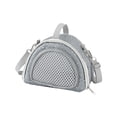thumbnail image 2 of Small pet carrier bag crossbody sling for hamsters, squirrels, hedgehogs, gliders, chinchillas – breathable mesh travel tote, fleece pad, gray/green/orange, 2 of 6