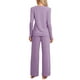 thumbnail image 3 of Pijamas de mujer Inspire Chic, conjuntos de pijama de manga corta con botones y pantalones, XL, púrpura oscuro, 3 of 5