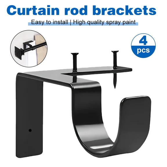 ZYLER- 4Pcs Single Hang Curtain Rod Holders Into Window Frame Curtain Pole Bracket Us