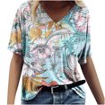 thumbnail image 1 of Pompotops Mode Femmes Été en Vrac Imprimé Col Rond T-Shirt Manches Courtes Casual Blouse Tops, 1 of 4
