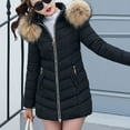 thumbnail image 4 of WRKEKC Winter Coats for Women Mid Length Hooded Puffer Jacket with Faux Fur Trim Warm Winter Outerwear Coat for Women Casual Wear, 4 of 5