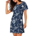 thumbnail image 2 of Fotbe Sailing Cruises Nautical Bata de Dormir para Mujer con Estampado, Camisón de Algodón de Manga Corta, Ropa de Dormir Casual, 2 of 6